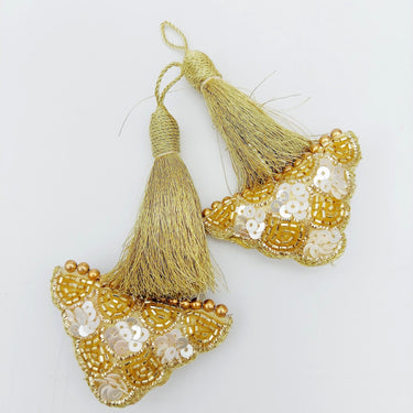 Light Gold Bead and Sequins Tassels Latkan, Indian Latkans, Blouse Latkan